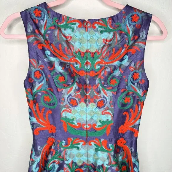 Anthropologie Pankaj & Nidhi Octave Floral Embroidered Applique Mini Dress 0